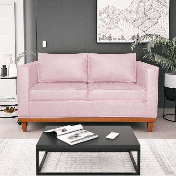 Imagem de Kit Sofá 3 Lugares e 2 Poltronas Europa 180 cm Estilo Conforto e Elegância Suede Rosa bebê - Amarena Móveis