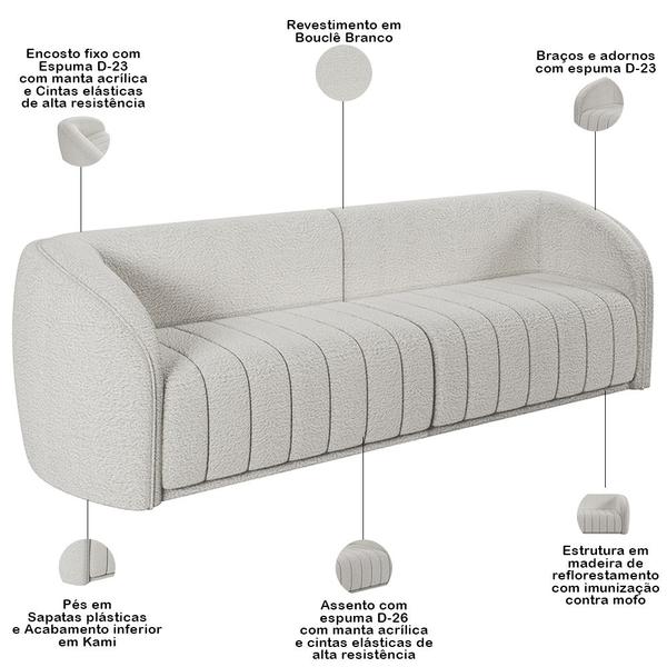 Imagem de Kit Sofá 4 Lugares Para Sala 292cm com 01 Poltrona Lazio M03 Bouclê Branco - Lyam Decor