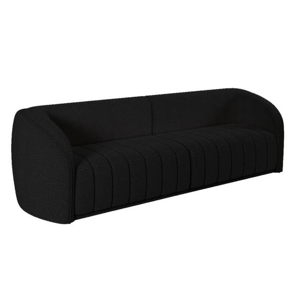 Imagem de Kit Sofá 4 Lugares Para Sala 292cm com 01 Poltrona Lazio M03 Bouclê Preto - Lyam Decor