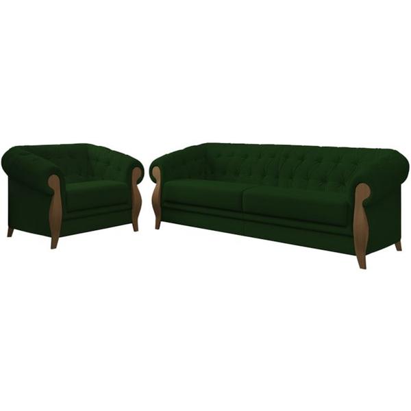 Imagem de Kit Sofa e Poltrona Decorativa Murano Veludo SL 947 Moll