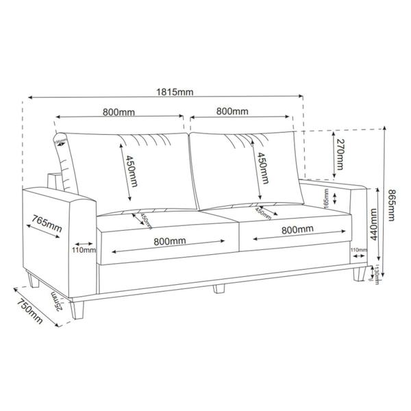 Imagem de Kit Sofá Living 2 Lugares 181,5cm e Poltrona Alpino