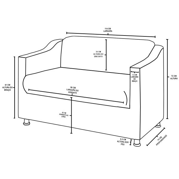 Imagem de Kit Sofá Namoradeira Reforçada Tilla + 02 Poltronas Recepção