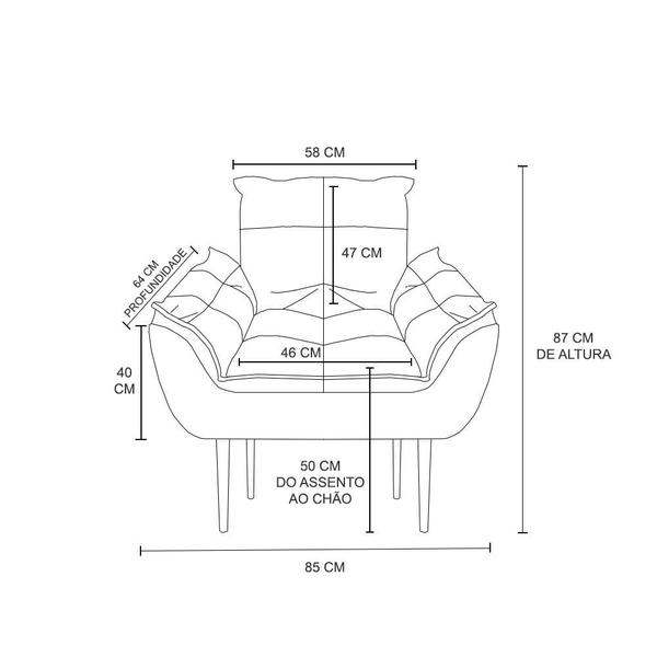 Imagem de KIT Sofá Opala + 2 Poltronas Opala Sala de Estar