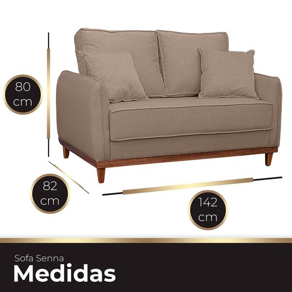 Imagem de Kit Sofa Sena 2 e 3  Lugares Base de Madeira para Sala Hotel Linho Marrom