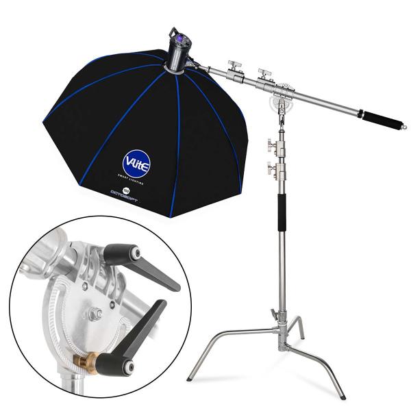 Imagem de Kit Softbox Octagonal Bowens 150cm Mako V-lite + Tripé De Aço C-stand Até 30kg