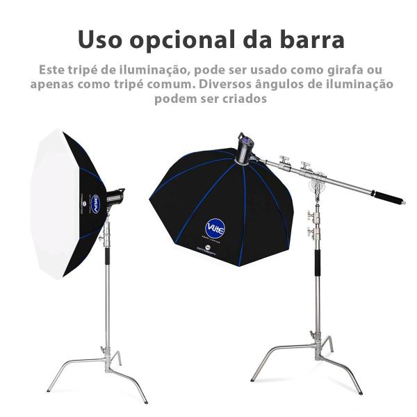 Imagem de Kit Softbox Octagonal Bowens 150cm Mako V-lite + Tripé De Aço C-stand Até 30kg