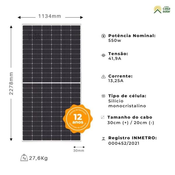 Imagem de Kit Solar 266kWh/mês com Inversor Carregador Unipower 3kW 48V/220V