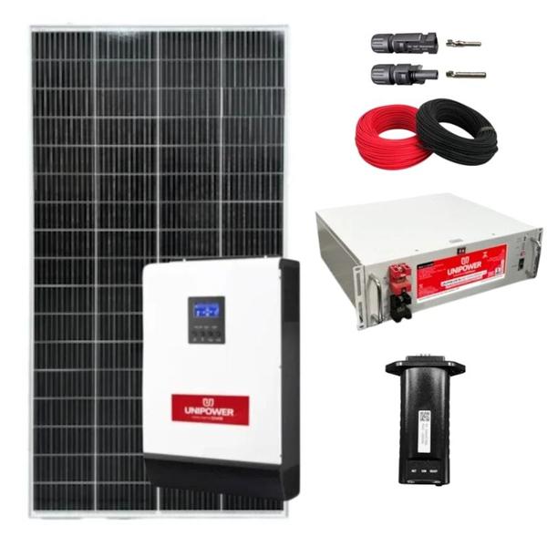 Imagem de Kit Solar 5440W/dia Inversor 3kW 48V/127V 80A e Bateria de Lítio