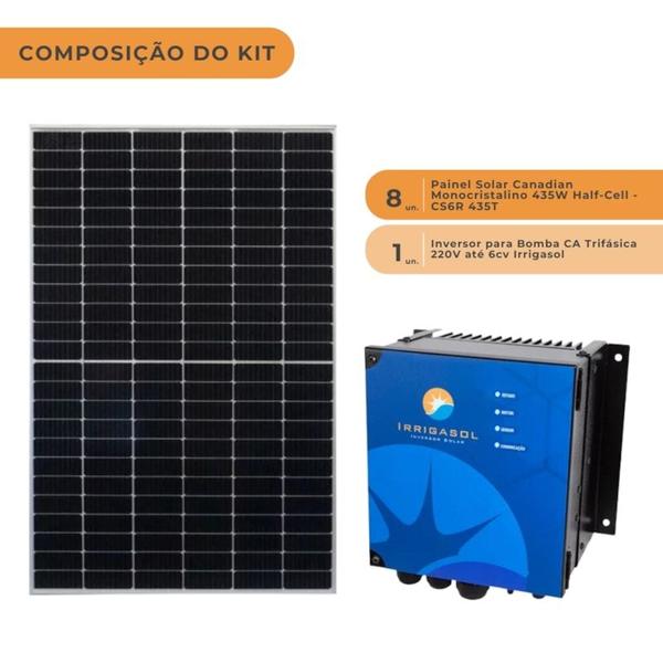 Imagem de Kit Solar Canadian 13920W/dia com Driver p/ Bomba CA Trifásica 220V até 6cv