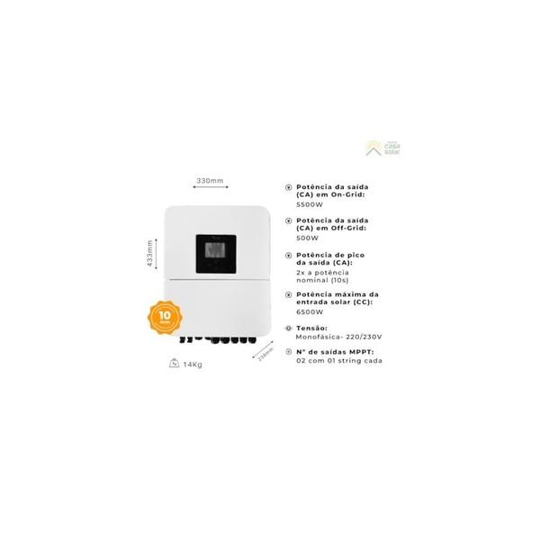 Imagem de Kit Solar Híbrido 204kW/mês Monocristalino Deye 5kW 220V