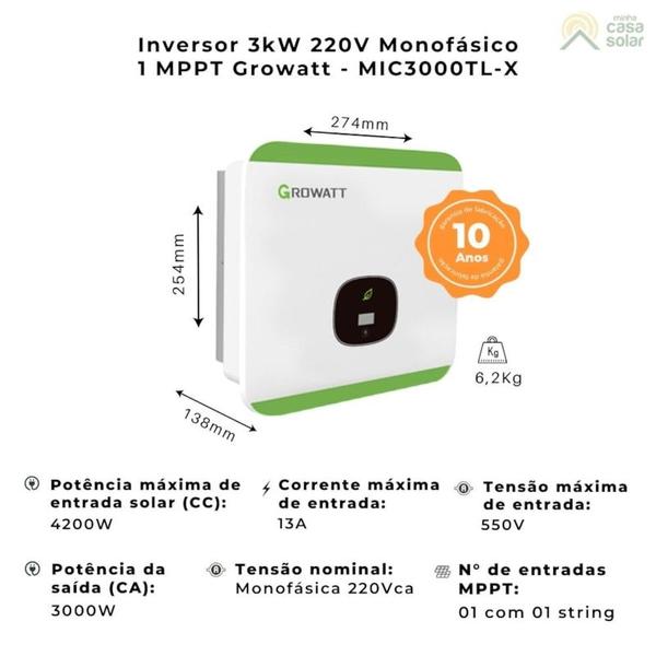 Imagem de Kit Solar Monocristalino 156kWh/mês Canadian Inversor Growatt 220V