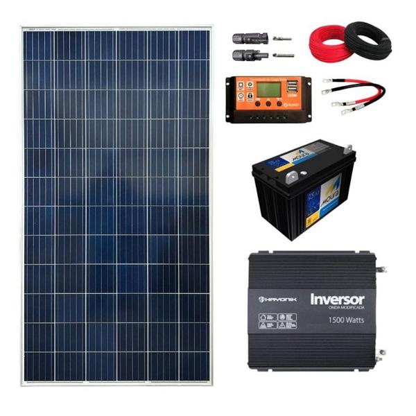 Imagem de Kit Solar Off-Grid 335W com Inversor Hayonik 1500W 24V/127V e Bateria 111Ah