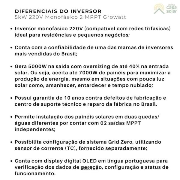 Imagem de Kit Solar Residencial 594kWh/mês Canadian Inversor Growatt 5kW 220V