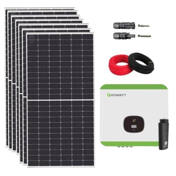 Imagem de Kit Solar Residencial 594kWh/mês Canadian Inversor Growatt 5kW 220V