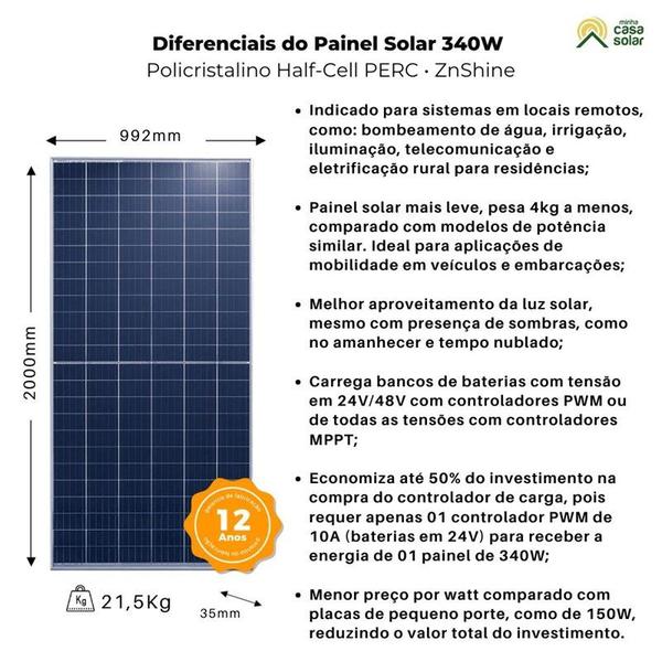 Imagem de Kit Solar Rural 200kWh/mês Inversor Growatt 3,5kW 48V/220V e Bateria Lítio