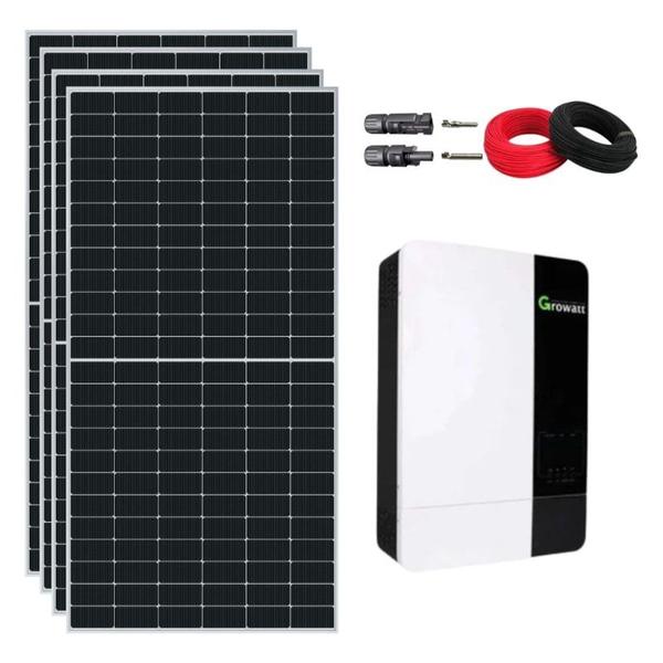 Imagem de Kit Solar Rural 9.600W/dia com Inversor Carregador 5kW Growatt 48V/230V