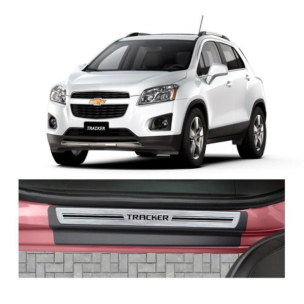 Imagem de Kit Soleira Chevrolet Tracker 2014 4 Portas Aço Escovado Resinado