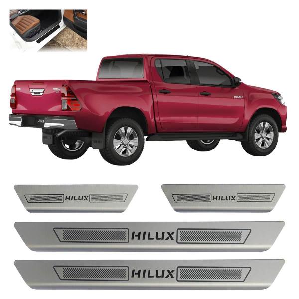 Imagem de Kit Soleira De Porta Aço Inox Escovado Toyota Hilux