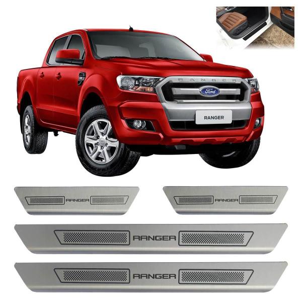 Imagem de Kit Soleira Porta Aço Inox Escovado Ford Nova Ranger