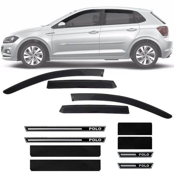 Imagem de Kit Soleira Resinada Premium e Calha de Chuva Esportiva Volkswagen Polo 2018 19