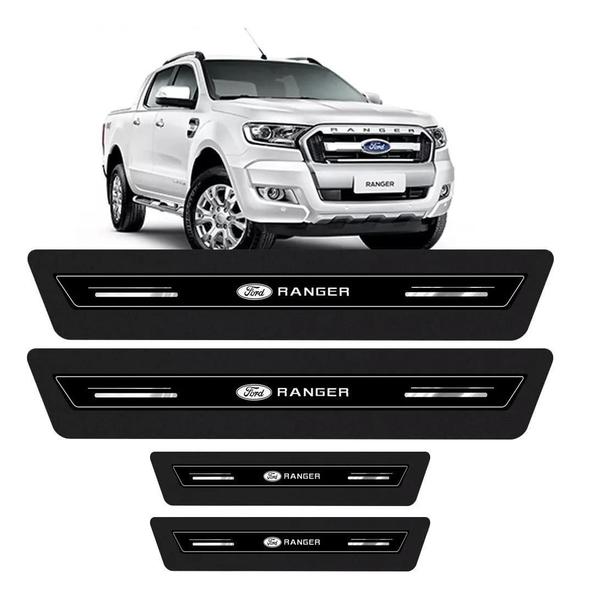 Imagem de Kit Soleira Resinada Proteção Porta Ford Ranger - Preto