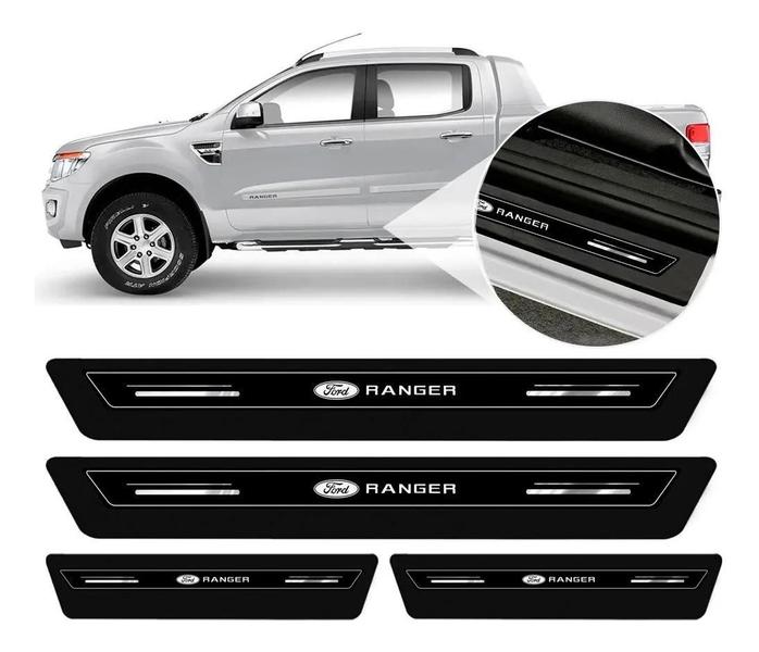 Imagem de Kit Soleira Resinada Proteção Porta Ford Ranger - Preto