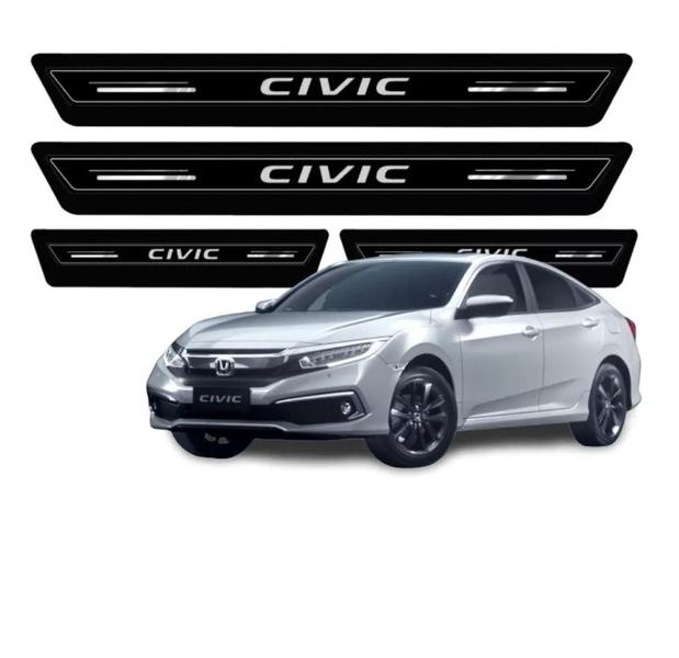 Imagem de Kit Soleira Resinada Proteção Porta Honda Civic - Preto