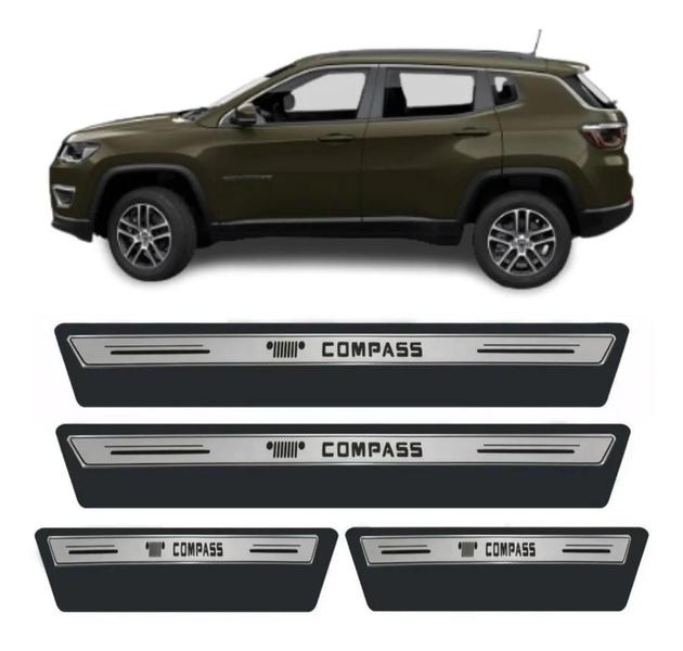 Imagem de Kit Soleira Resinada Proteção Porta Jeep Compass - Prata