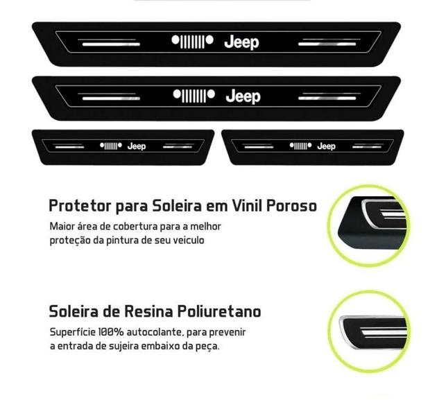 Imagem de Kit Soleira Resinada Proteção Porta Jeep Compass Renegade