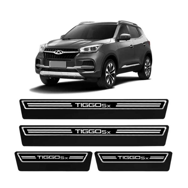 Imagem de Kit Soleiras Elegance NP - Protetor Premium Tiggo 5X 2019 a 2025