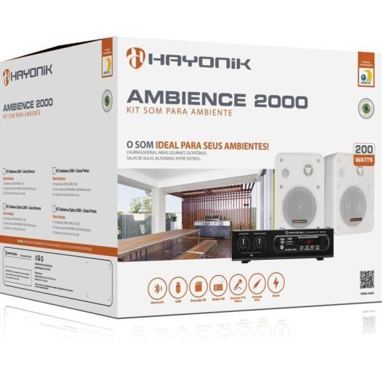 Imagem de Kit Som Ambiente 200W Musical AMBIENCE 2000 V2 Branco HAYONIK