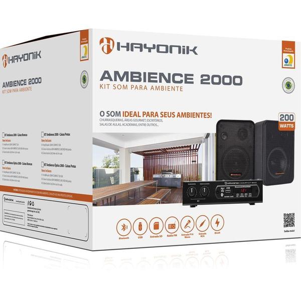 Imagem de Kit Som Ambiente 200W Musical AMBIENCE 2000 V2 Preto HAYONIK