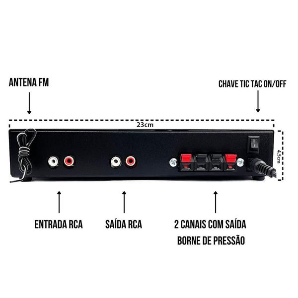 Imagem de Kit Som Ambiente 4 Caixas Teto Preta + Amplificador Bt Fm Sd