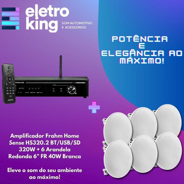 Imagem de Kit Som Ambiente Home Sense 320.2 + 6 Som Arandela Embutir