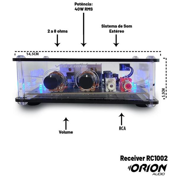 Imagem de Kit Som Ambiente Módulo Amplificador 2 Canais Rca Para Pc + 2 Caixas Acústicas Brancas