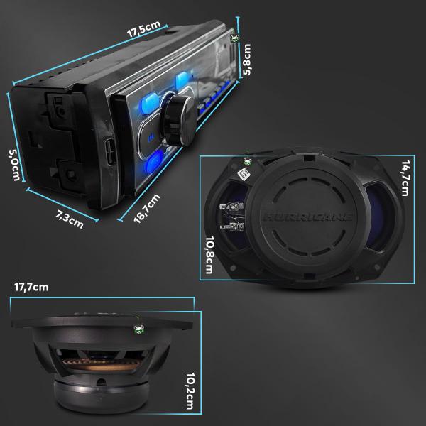 Imagem de Kit Som Automotivo Rádio Mp3 + Par Alto Falante Quadriaxial 6x9 Polegadas 180w