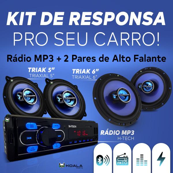 Imagem de Kit Som Automotivo Rádio Mp3 + Par Alto Falante Triaxial 5 Polegadas E 6 Polegadas 100w