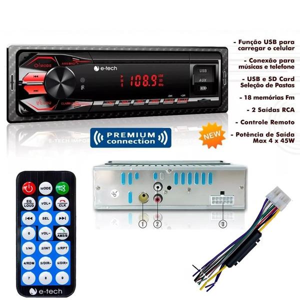 Imagem de Kit Som Carro Bluetooth Rádio + 4 Falantes 6 Pol Le Son 140w