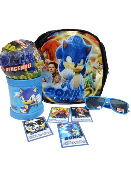 Imagem de Kit Sonic Bolsa Infantil Com Copo Oculos E Bola Surpresa