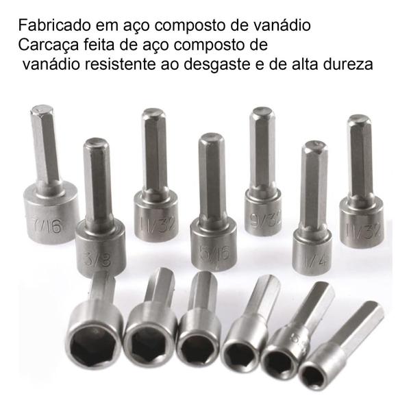 Imagem de Kit Soquetes Jogo De 9 Peças Aço 1/4" 5mm à 13mm Parafusadeira Acessórios para Kit de Ferramentas