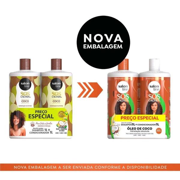 Imagem de Kit SOS Cachos Coco Profundo Shampoo e Condicionador Litrão Salon Line