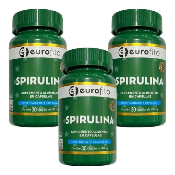 Imagem de Kit Spirulina Eurofito 3 Potes 30 Cápsulas Cada