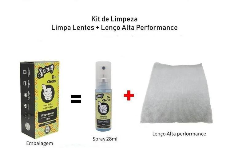 Imagem de Kit Spray Limpeza Lentes + Lenço Micro Fibra D+ Clean 66550