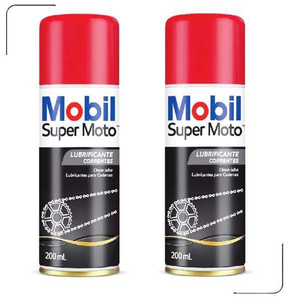 Imagem de Kit Spray Mobil Lubrificante Super Moto Chain Lube (2 Unidades)