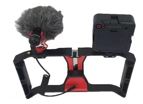 Imagem de Kit Stedicam p/ Celulares+Led Soleste W81+microfone Mz1 t