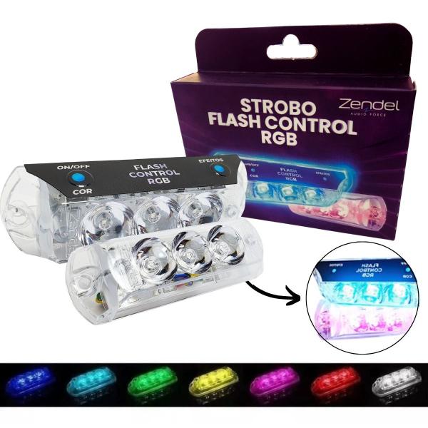 Imagem de Kit Strobo 2 Farol 9Wats Rgb Flash Sound Control Muito Forte