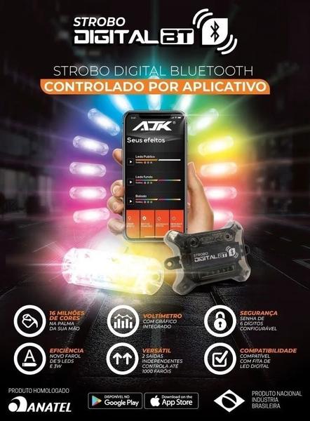 Imagem de Kit Strobo Ajk Automotivo Com Bluetooth Carro 2 Faróis Led