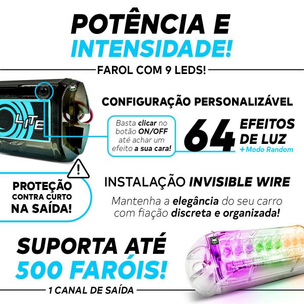 Imagem de Kit Strobo Automotivo 2 Faróis + Rolo Fita Led + Central AJK