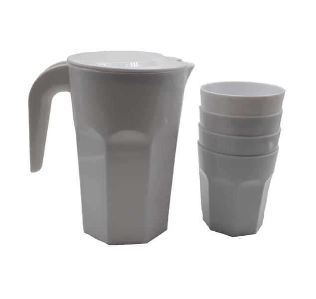 Imagem de Kit Suco 1 Jarra De 1,5 Litros Com 4 Copos De 400 Ml Branco