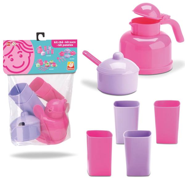 Imagem de Kit Suco Acessórios De Cozinha Infantil 6 Peças Rosa Faz De Conta - Silmar Brinquedos